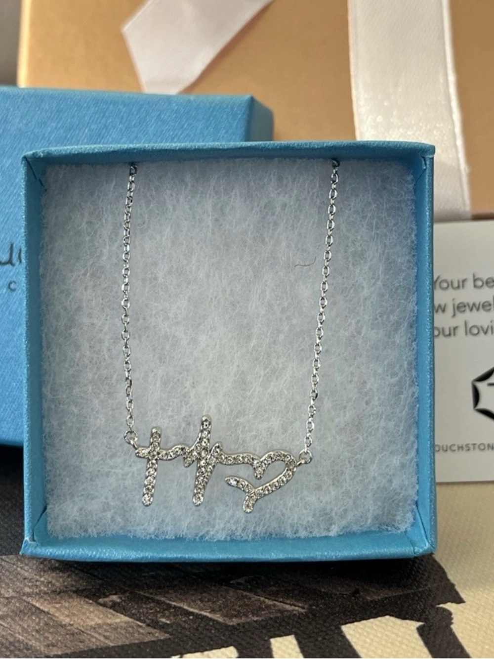 TSC Swarovski Faith Hope Love Necklace Silver $59 Retail Value BNIB - Picture 6 of 7